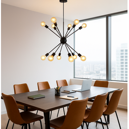 Lustre Pendente Moderno Sputnik Industrial Retrô Preto para 13 Lâmpadas Quarto Sala Escritório Inl55 - 3