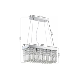 Lustre Pendente Cristal Legítimo Delicado Luxo Retangular com 524 Cristais Inl13 - 5