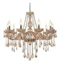 Ver imagem 1 de Lustre Candelabro Pendente Luxo Cristal Legitimo Âmbar 10 Braços Sala Jantar Sala Estar Quarto Inl52
