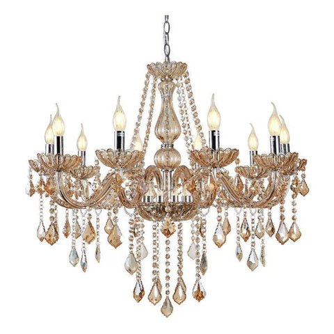 Lustre Candelabro Pendente Luxo Cristal Legitimo Âmbar 10 Braços Sala Jantar Sala Estar Quarto Inl52