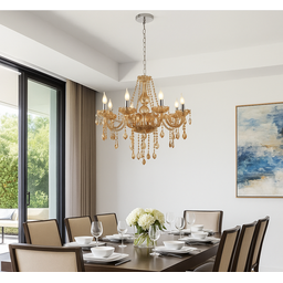 Lustre Candelabro Pendente Luxo Cristal Legitimo Âmbar 10 Braços Sala Jantar Sala Estar Quarto Inl52 - 3