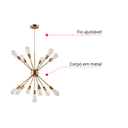 Ver imagem 7 de Lustre Pendente Dourado Moderno Átomo Sputnik Retrô Luxo Sala Estar Sala Jantar Área Gourmet Inl27