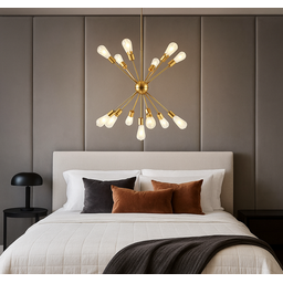 Lustre Pendente Dourado Moderno Átomo Sputnik Retrô Luxo Sala Estar Sala Jantar Área Gourmet Inl27 - 3