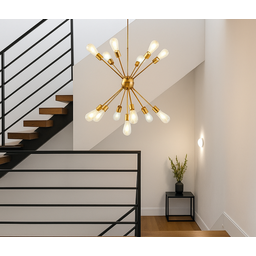 Lustre Pendente Dourado Moderno Átomo Sputnik Retrô Luxo Sala Estar Sala Jantar Área Gourmet Inl27 - 4