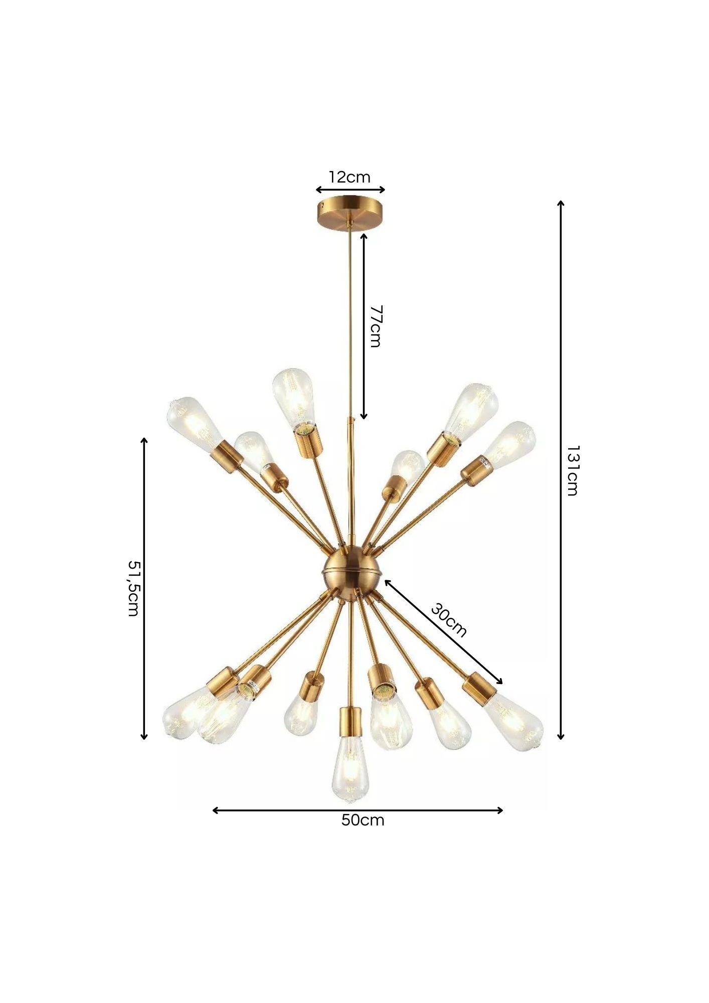 Lustre Pendente Dourado Moderno Átomo Sputnik Retrô Luxo Sala Estar Sala Jantar Área Gourmet Inl27 - 3