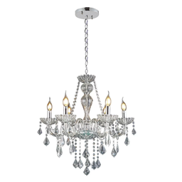 Lustre Candelabro Pendente Luxo Cristal Legitimo Cor Transparente 6 Braços Sala Jantar Quarto Inl25 - 2