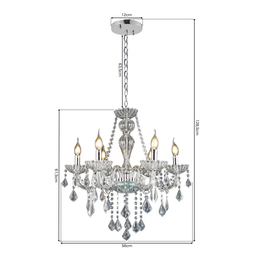 Lustre Candelabro Pendente Luxo Cristal Legitimo Cor Transparente 6 Braços Sala Jantar Quarto Inl25 - 3