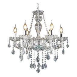 Lustre Candelabro Pendente Luxo Cristal Legitimo Cor Transparente 6 Braços Sala Jantar Quarto Inl25 - 1