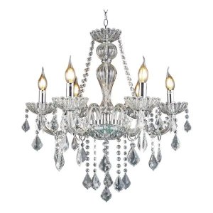 Lustre Candelabro Pendente Luxo Cristal Legitimo Cor Transparente 6 Braços Sala Jantar Quarto Inl25