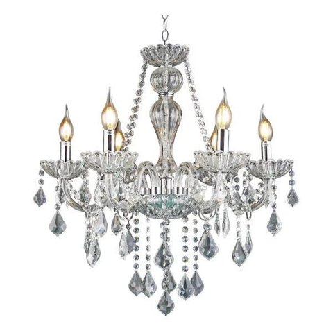 Lustre Candelabro Pendente Luxo Cristal Legitimo Cor Transparente 6 Braços Sala Jantar Quarto Inl25