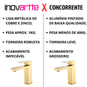 Ver imagem 2 de Torneira Monocomando Quadrada Bica Baixa Dourada Gold Luxo Banheiro Lavabo Inovartte In29
