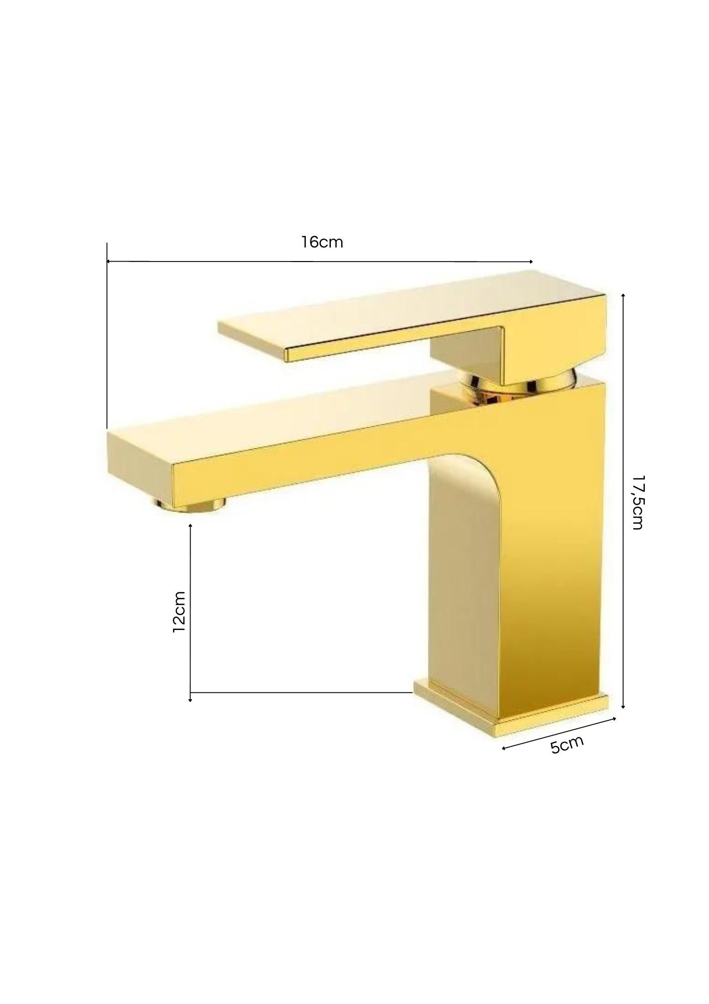 Torneira Monocomando Quadrada Bica Baixa Dourada Gold Luxo Banheiro Lavabo Inovartte In29 - 5