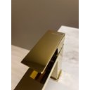 Ver imagem 3 de Torneira Monocomando Quadrada Bica Baixa Dourada Gold Luxo Banheiro Lavabo Inovartte In29