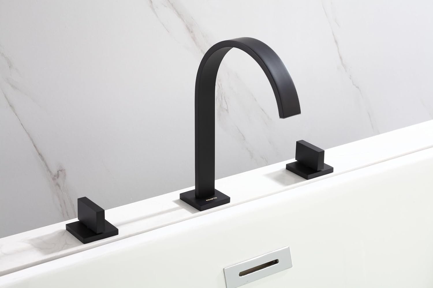 Torneira Misturador Duplo Comando Quadrada Preto Fosco Luxo para Banheiro Lavabo Inovartte In25 - 3