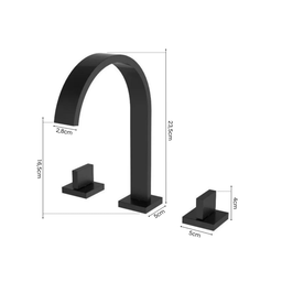 Torneira Misturador Duplo Comando Quadrada Preto Fosco Luxo para Banheiro Lavabo Inovartte In25 - 6