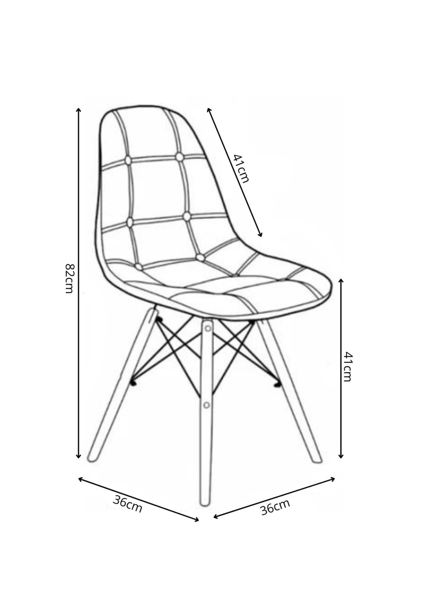 Cadeira Charles Eames Wood Couro Preto Estofada Moderna Botonê Quarto Cozinha Sala Escritório Pp 301 - 5