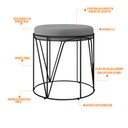 Ver imagem 4 de Kit 02 Puffs Decorativo Aramado Preto Zaya L02 Corano Cinza - Lyam Decor