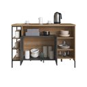 Ver imagem 2 de Ilha Bancada Mesa Cozinha para Banquetas com Prateleiras:mel com Grafite