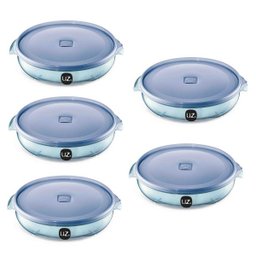 Kit 5 Potes Redondos Plástico UZ Utilidades 2,5 Litros Vision Azul - 1