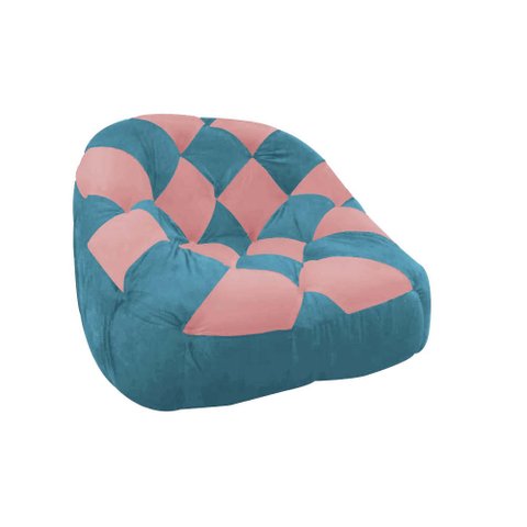Poltrona Paloma Escritório Sala Pé Plástico Suede Azul Turquesa e Suede Rose - Dominic Decor