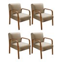 Ver imagem 1 de Kit 04 Poltronas Cadeiras Decorativas Anita Para Sala Mesa De Jantar Quarto Recepção - Linho Marrom