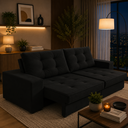 Ver imagem 1 de Sofá Retrátil 3 Lugares 2,50m com Molas Mara Suede Preto