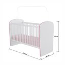 Ver imagem 2 de Berço Percasa 12kg 133cm MDP e Madeira Maciça Branco e Rosa com Regulagem e Suporte Mosquiteiro