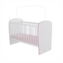 Ver imagem 1 de Berço Percasa 12kg 133cm MDP e Madeira Maciça Branco e Rosa com Regulagem e Suporte Mosquiteiro
