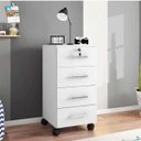 Ver imagem 2 de Gaveteiro Organizador Maya com 4 Gavetas Rodízios e Chave Branco para Escritório Consultório Quarto