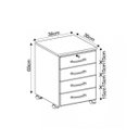 Ver imagem 3 de Gaveteiro Organizador Maya com 4 Gavetas Rodízios e Chave Branco para Escritório Consultório Quarto