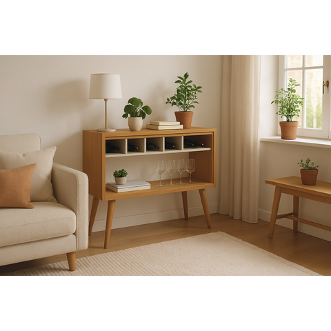 Aparador Athenas Mdf 90x88x34cm Resistente Prático:naturale/offwhite