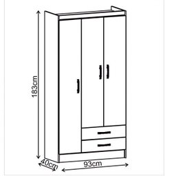 Guarda-Roupa Solteiro 3 Portas 2 Gavetas Alice Evidência Móveis - 3