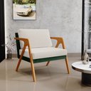 Ver imagem 2 de Poltrona Decorativa Para Sala Estar Pietra L02 Facto Verde Musgo Linho Cru - Lyam Decor