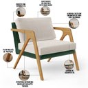 Ver imagem 4 de Poltrona Decorativa Para Sala Estar Pietra L02 Facto Verde Musgo Linho Cru - Lyam Decor