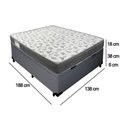 Ver imagem 3 de Cama Box Baú Casal Sintético + Colchão de Molas Ensacadas Sereneprime 138x188x62cm Cinza