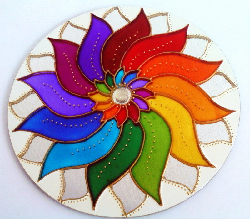 Mandala Colorida em Espelho 25cm