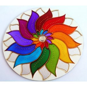Mandala Colorida em Espelho 25cm