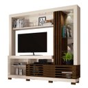 Ver imagem 1 de Estante Frizz para Tv de até 50 Polegadas com Espelho e Luminária Led Off White Brilho e Savana Fosc