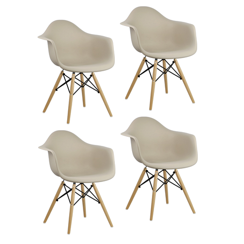 Kit 4 Cadeiras Charles Eames Eiffel com Braço Preta Branca Bege Outras