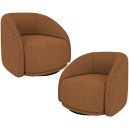 Kit 02 Poltronas Decorativas Giratória Angelina M03 Linho Telha - Lyam Decor - 1