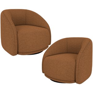 Kit 02 Poltronas Decorativas Giratória Angelina M03 Linho Telha - Lyam Decor