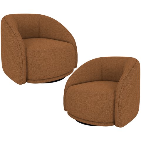 Kit 02 Poltronas Decorativas Giratória Angelina M03 Linho Telha - Lyam Decor