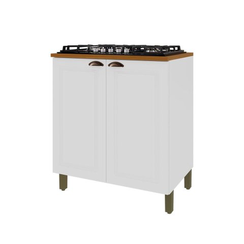 Balcão de Cozinha 80 cm Bariloche 2 Portas com Tampo 100% MDF Branco - Indekes