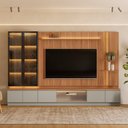 Ver imagem 1 de Conjunto Estante Modular Magnum com LED para TV 75 Polegadas Canela e Gris