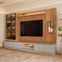 Ver imagem 5 de Conjunto Estante Modular Magnum com LED para TV 75 Polegadas Canela e Gris