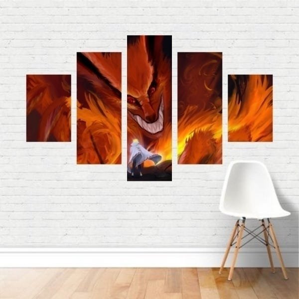 Quadro Naruto e Raposa de Nove Caudas em Tela Canvas - 1