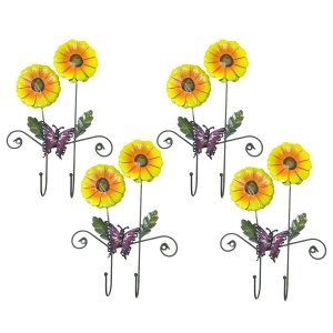 Gancho Duplo Girassol Flor Kit 4 Unidades Chave Lenço Chapeu Bolsa Organizaçao Parede Quarto Casa En