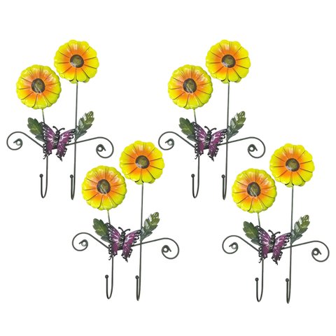 Gancho Duplo Girassol Flor Kit 4 Unidades Chave Lenço Chapeu Bolsa Organizaçao Parede Quarto Casa En