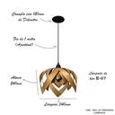 Ver imagem 2 de Luminária Pendente Madeira Natural Teto Sala Quarto Cozinha Flor de Lótus Freijó