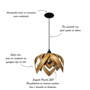 Ver imagem 3 de Luminária Pendente Madeira Natural Teto Sala Quarto Cozinha Flor de Lótus Freijó